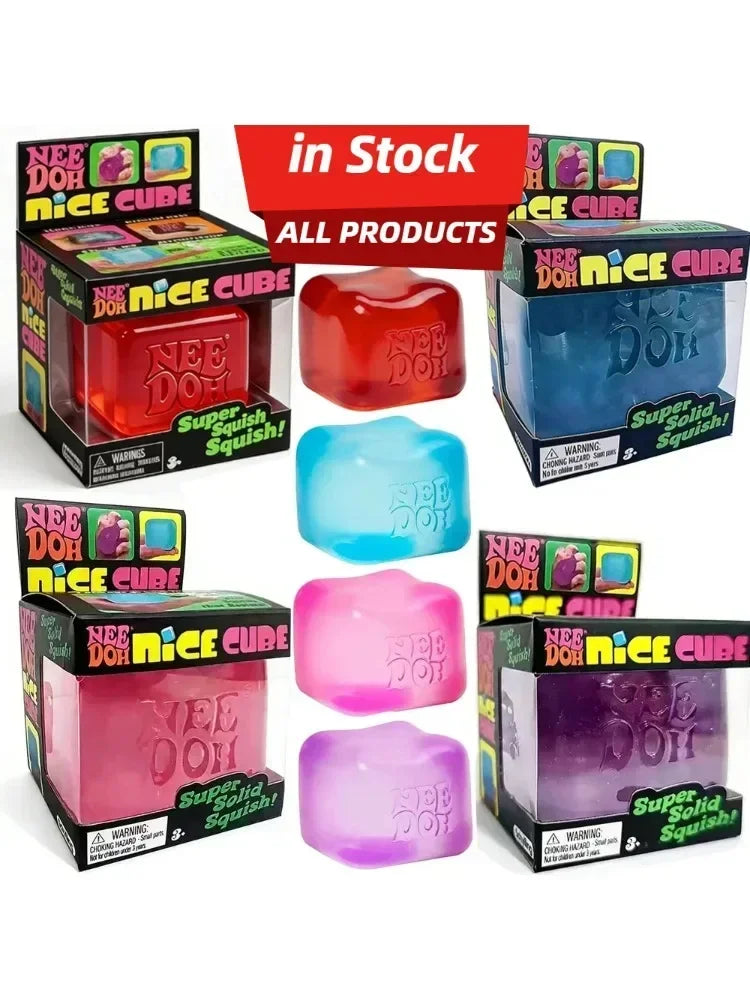 Needoh Nice Cube Sensory Stress Reliever Fidget Tool for Anxiety &Focus Desk Sensory Cube for Adults & Anti-Anxiety Squeeze Kids